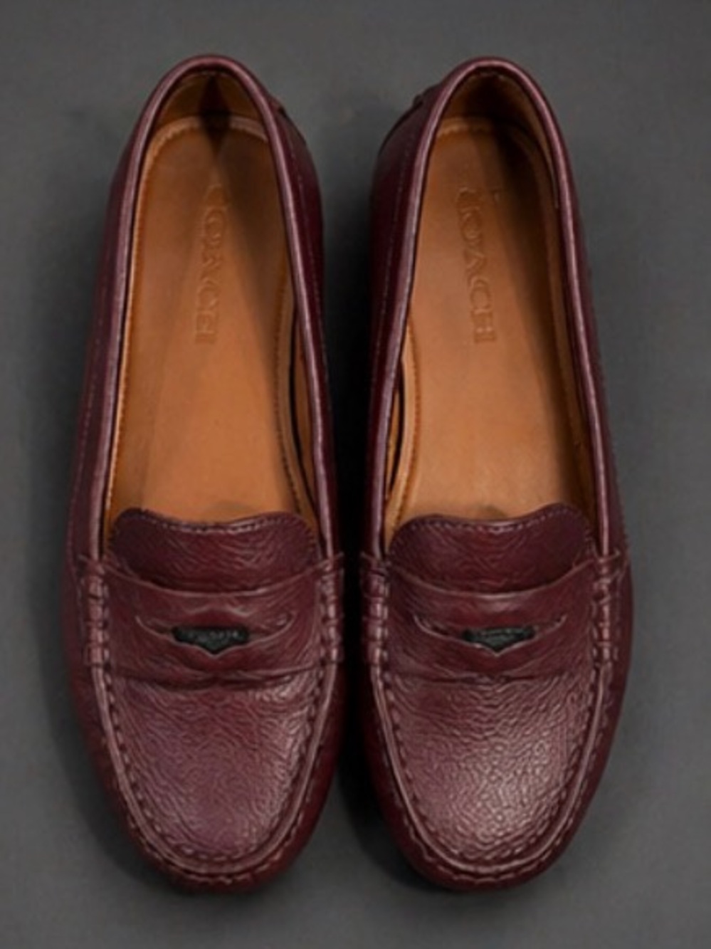 Coach Women's Burgundy Leather Penny Loafers